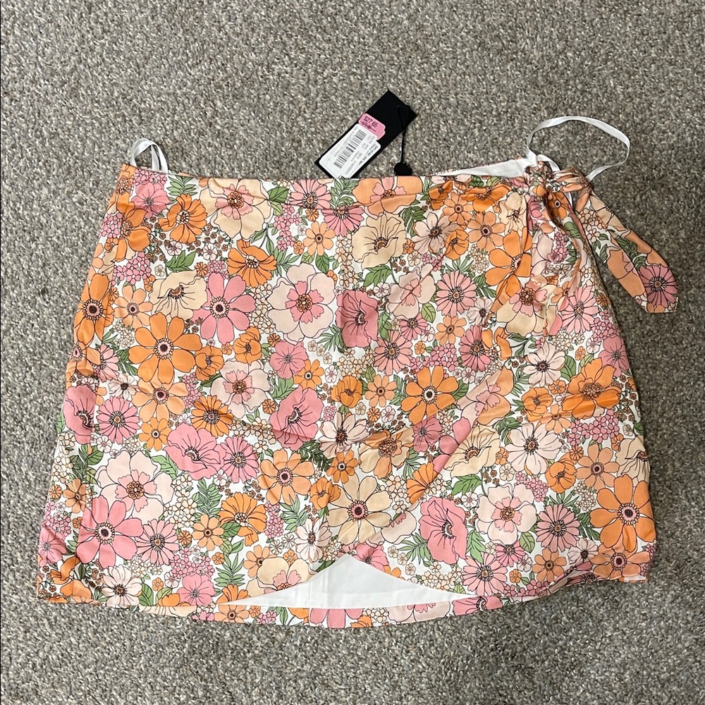 Gianni Bini Floral Mini Skirt - Pink and Orange